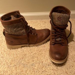 Brown Timberland Tweed Boots